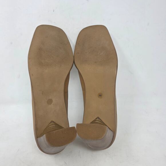 Gianni Bini Leather Block Heel Pumps Women’s 9M Tan Square Toe Slip-On Shoes - Picture 7 of 8